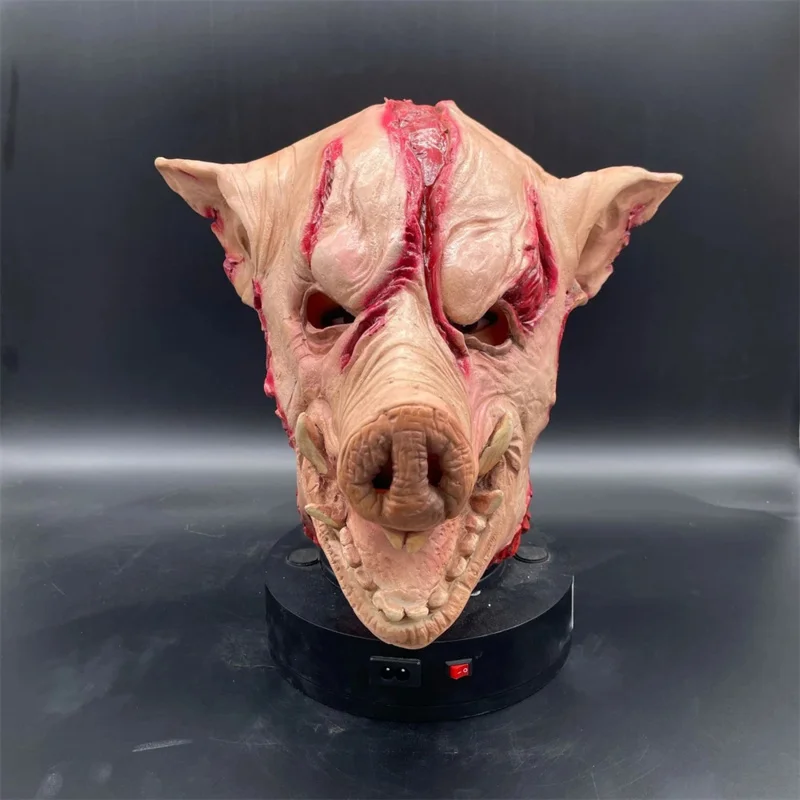 Masque Effrayant en Latex pour Halloween, Robe de Barrage, Tête de Cochon d'Horreur, Cosplay d'Animaux, Accessoires de Costume