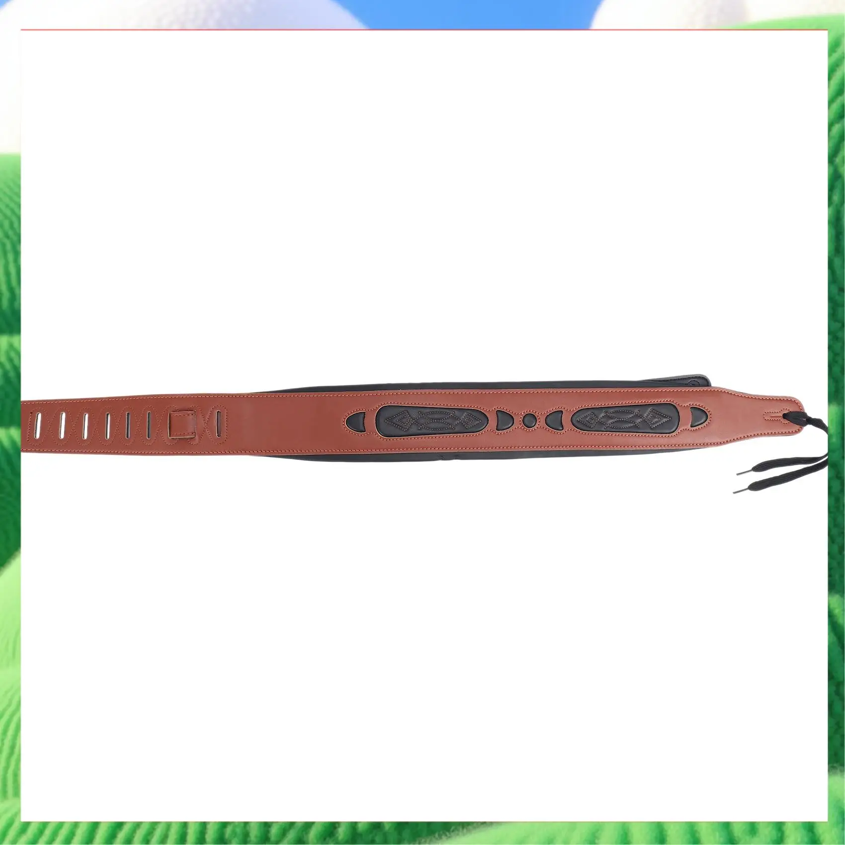 

2X Leather Real Cowhide Guitar Strap For Electric Bass Guitar Adjustable Padded Browm Color-[Cilae]