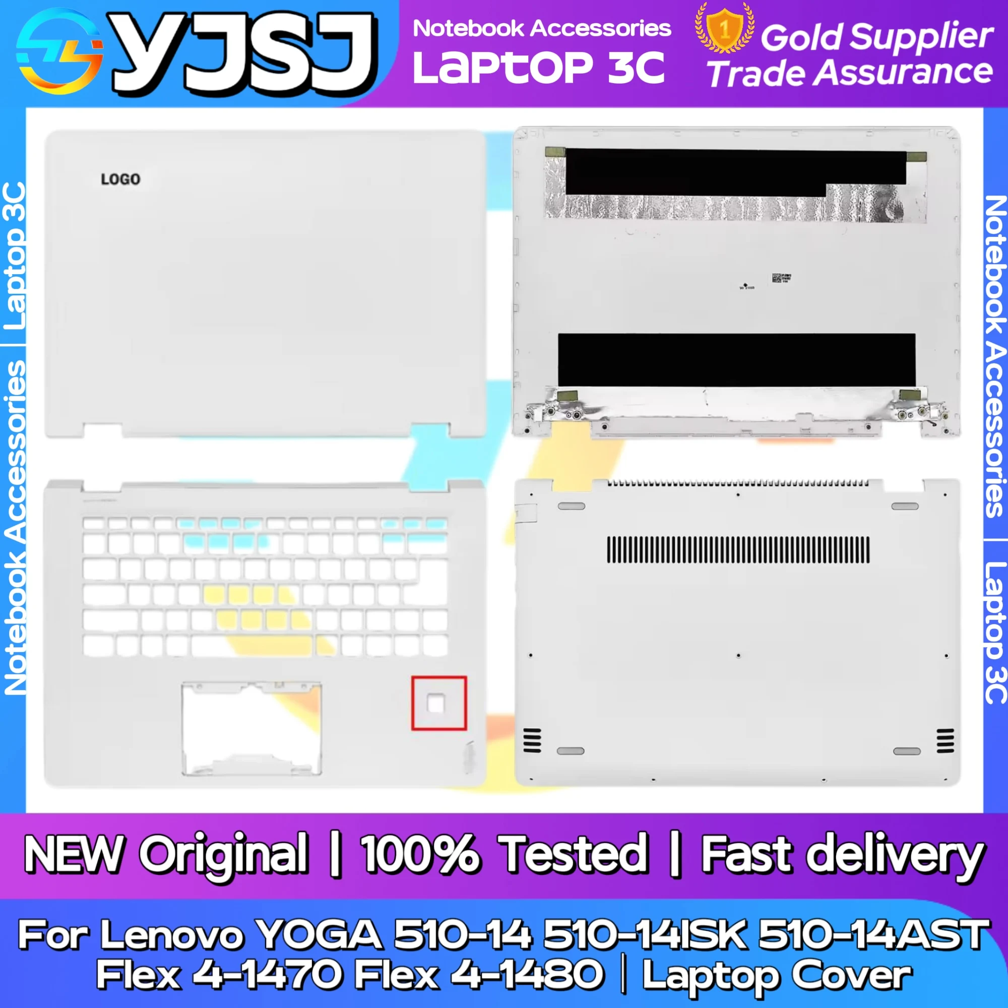 

NEW Laptop Case For Lenovo YOGA 510-14 510-14ISK 510-14AST Flex 4-1470 Flex 4-1480 LCD Back Cover/Palmrest/Bottom Case White
