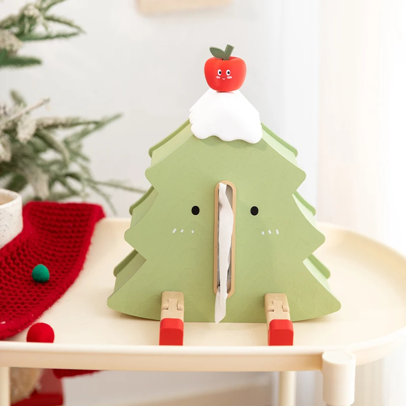 Cartoon cute pine tree shaped tissue box, Japanese Christmas tree paper box, modern home decoration tissue storage box ornaments