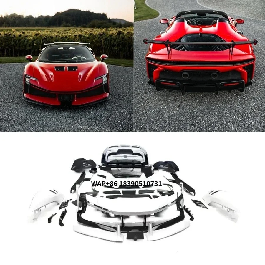 

High Quality for SF90 Upgrade SF90XX Semi-carbon Hood Front Bumper Rear Bumper Fenders and Rear Wing Body Kit