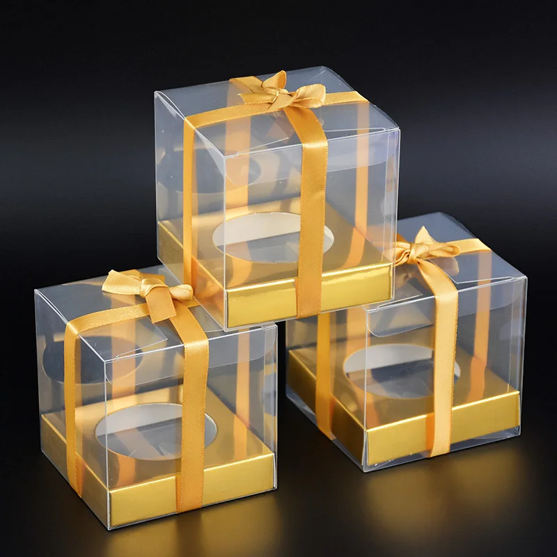 12pcs Transparent Cake Box Cupcak Dessert Pastry Baking Packaging Boxes Container Wedding Birthday Party Supplies Gifts Decor