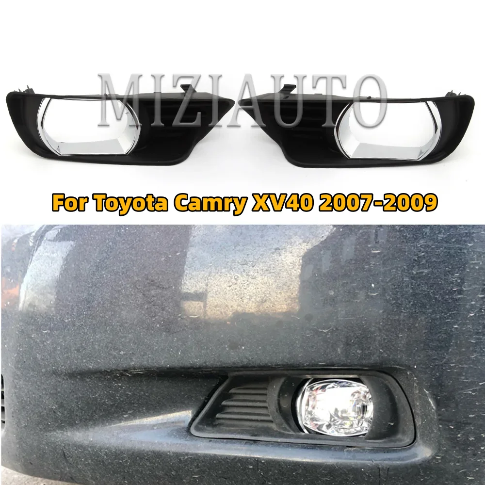 Front Headlight Fog Lights Covers For Toyota Camry XV40 2007- 2009 Lower Bezel Hole Grilles FogLights Frame Trim Car Accsesories