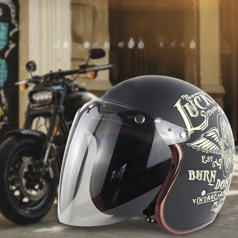 Universal 3-Snap Open Face Bubble Shield Visor Motorcycle Helmet Accessories
