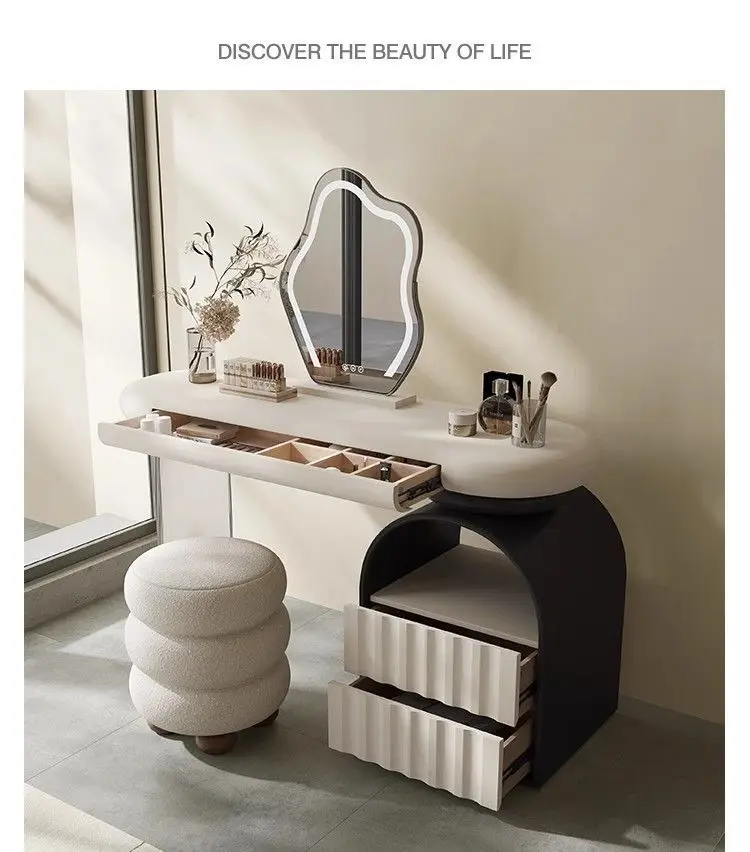 

Dresser small apartment new bedroom premium light luxury makeup table master bedroom cream wind bed tail