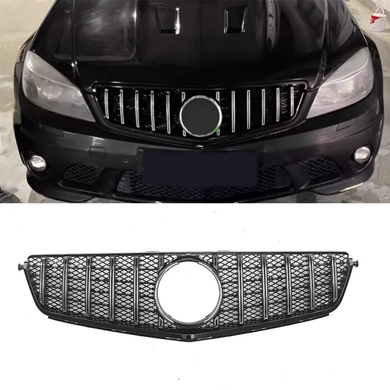 

Front Hood Grille Racing Grill Upgrade GT Style Grills Tuning For Mercedes-Benz W204 C-Class C63 AMG 2008 2009 2010 2011