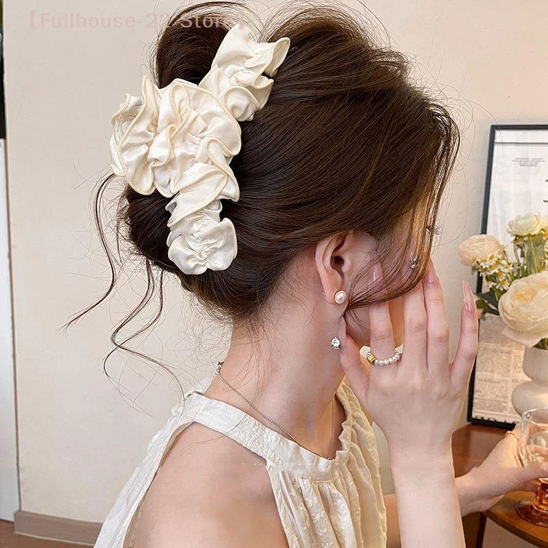【MAX-22】1 pçs retro plissados grampo de cabelo para mulheres cor sólida rabo de cavalo titular garra headwear moda acessórios para o cabelo