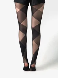 Personalized Geometric Light Shade Interweave Women's Pantyhose Thin Sexy Breathable Hottie Nylon Tights