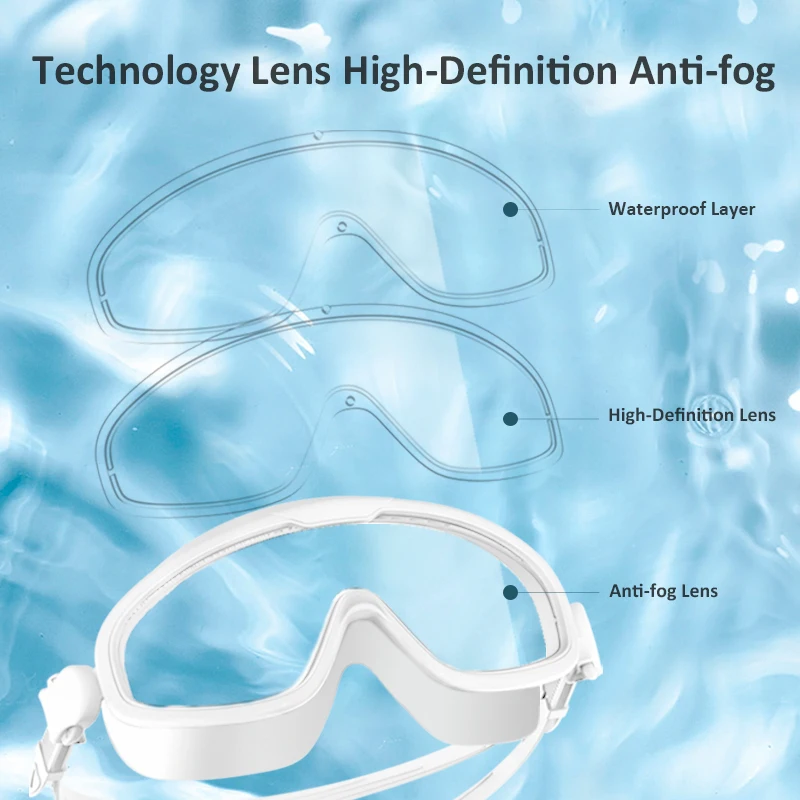 Big Frame Swimming Goggles Adults Swim Glasses for Men Women Anti-fog Goggles Waterproof Silicone Eyewear Glasses