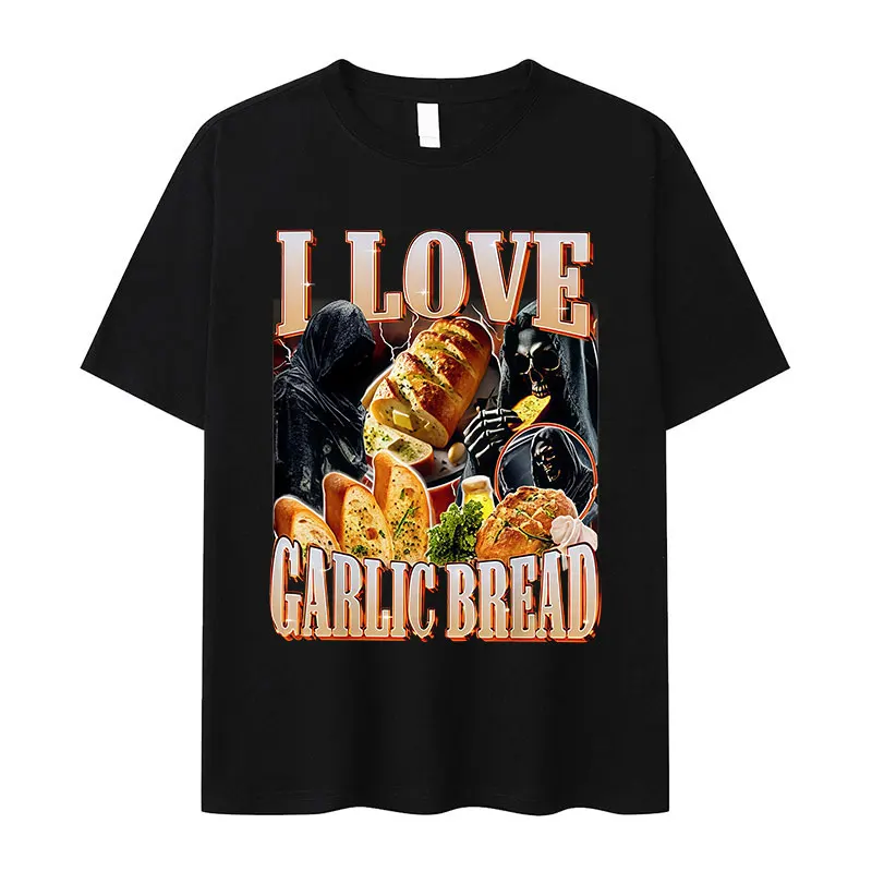 Funny Garlic Bread Skeleton Graphic T-Shirt for Men