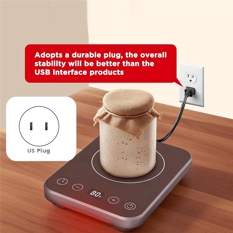 B47B- بساط تدفئة للمبتدئين في العجين المخمر مع 70-100 ° F ترموستات دقيق، مؤقت لمدة 12 ساعة، وظيفة الذاكرة وقابس أمريكي #6