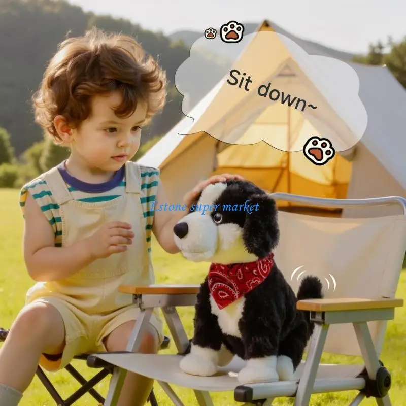 090B Realistic Soft Plush Pet Dog Toy Electric Companion for Kids Featuring Voice Control Actions