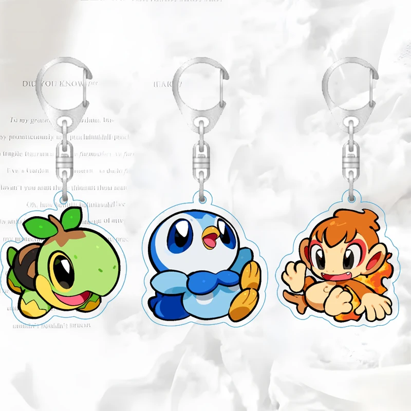 Turtwig Acryl Schlüsselanhänger Paket Chimchar Tasche Dekoration Schlüsselanhänger Student Anime Glaceon Tasche Monster Cartoon Geburtstagsgeschenk