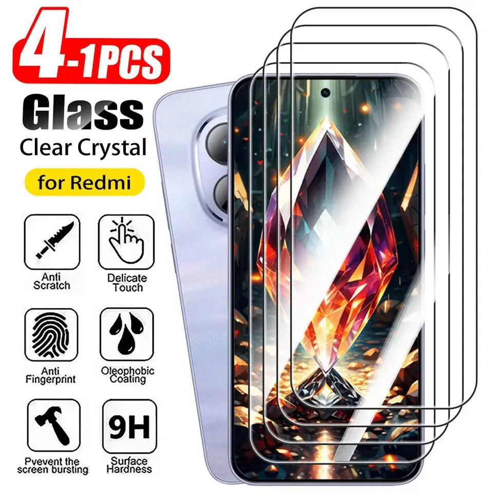 

1-4PCS Screen Protector 15 Pro 9H Tempered For Xiaomi Redmi Note 14 13 4G 5G 12S Glass