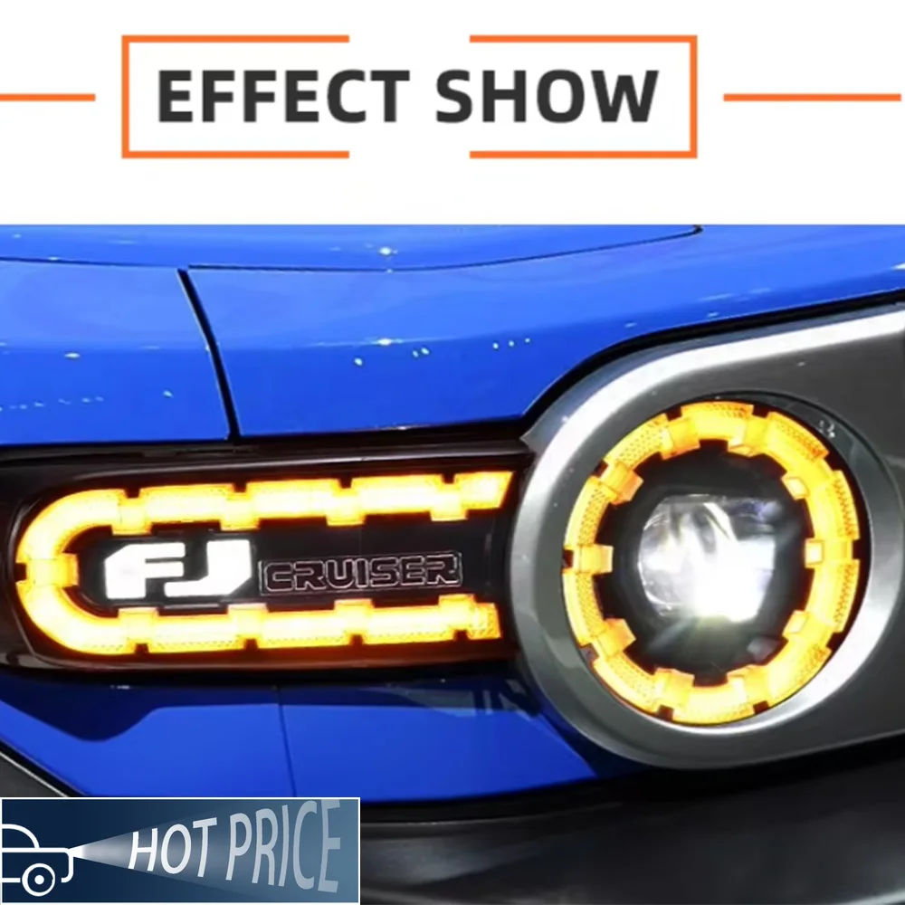 

Автомобильные фары для Toyota FJ Cruiser 2007-2017, светодиодные DRL, автоматическая фара в сборе, обновленный эффект запуска, аксессуары для линз проектора