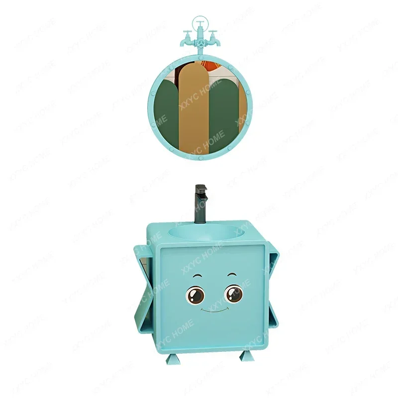 Kindergarten robot color washbasin industrial wind floor sink creative cartoon children's column basin