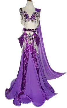 Belly Dance Costume Customization Senior AB Stones Bra+Sexy Fishtail Skirt 2pcs Oriental Dance Professional Competition Set