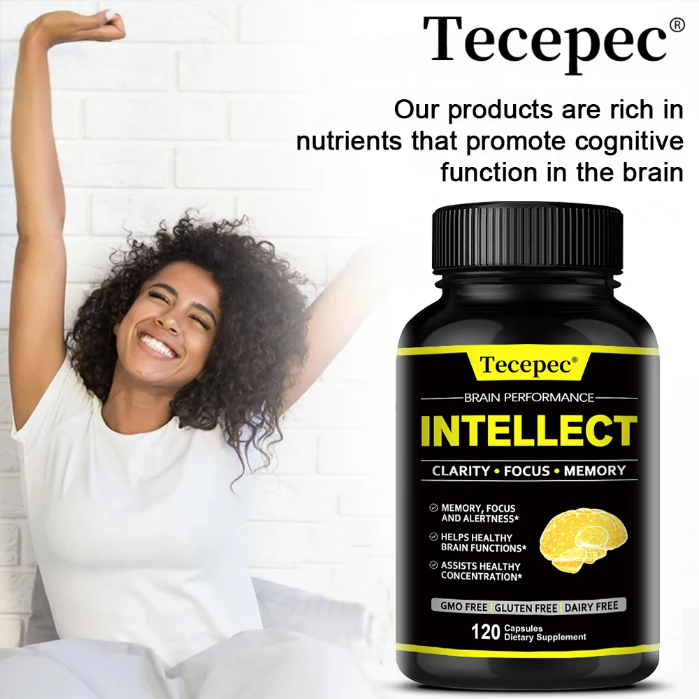 الذاكرة والتركيز والشفافة ومكملات الدماغ للطاقة - معززات الدماغ المعكرونة DMAE Bacopa Monnieri وكبسولات Phosphatidylserine