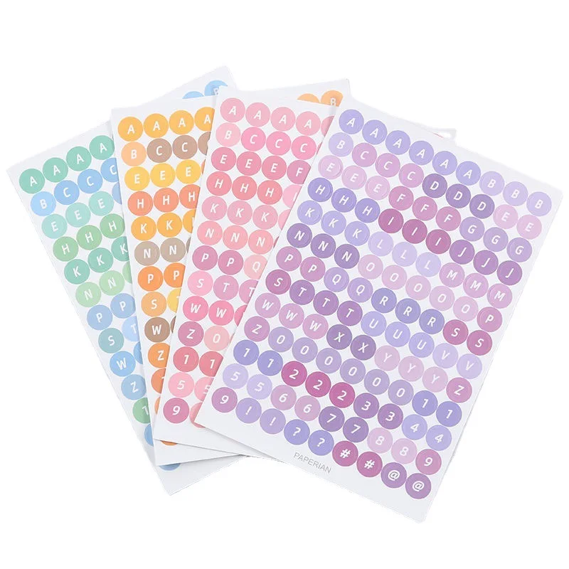 4 Sheets Alphabet Letter Stickers Colorful Number Stickers DIY Planner Journal Label Tags envelopes Decoration Korean Stationery