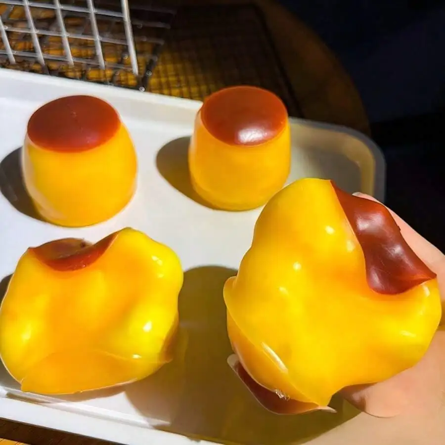 Caramel Pudding Handcrafted Soft Balls, crispy and Bouncy Building Blocks, Fun and Breathable Stress-Relieving Squeezing Balls