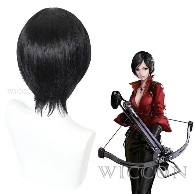 EE01 آدا وونغ تأثيري حلي الملابس شعر مستعار تأثيري لعبة التجسس حفلة الهالوين مثير امرأة فستان أحمر Ada Wong تأثيري حلي Io0!