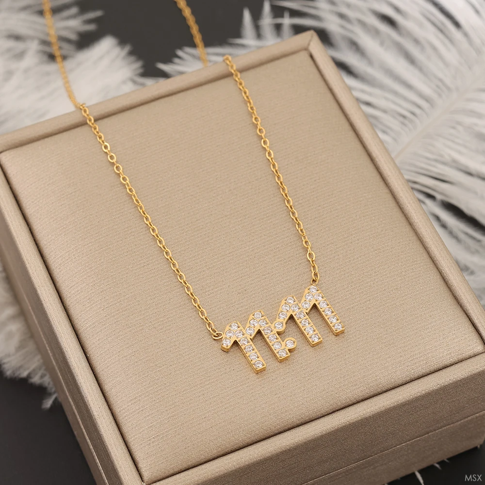 Popular Waterproof Stainless Steel Digit Shape Friendship Pendant Necklaces for Women Jewelry Birthday Anniversary
