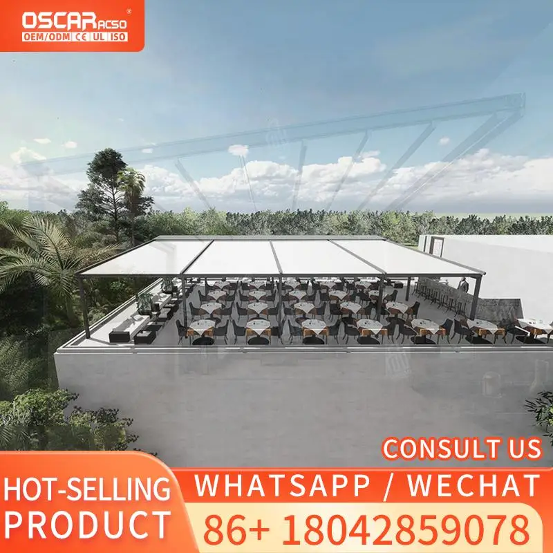 

Outdoor Retractable Aluminum Sunshade for Hotel Swimming Pool Patio Retractable Canopy Pergola