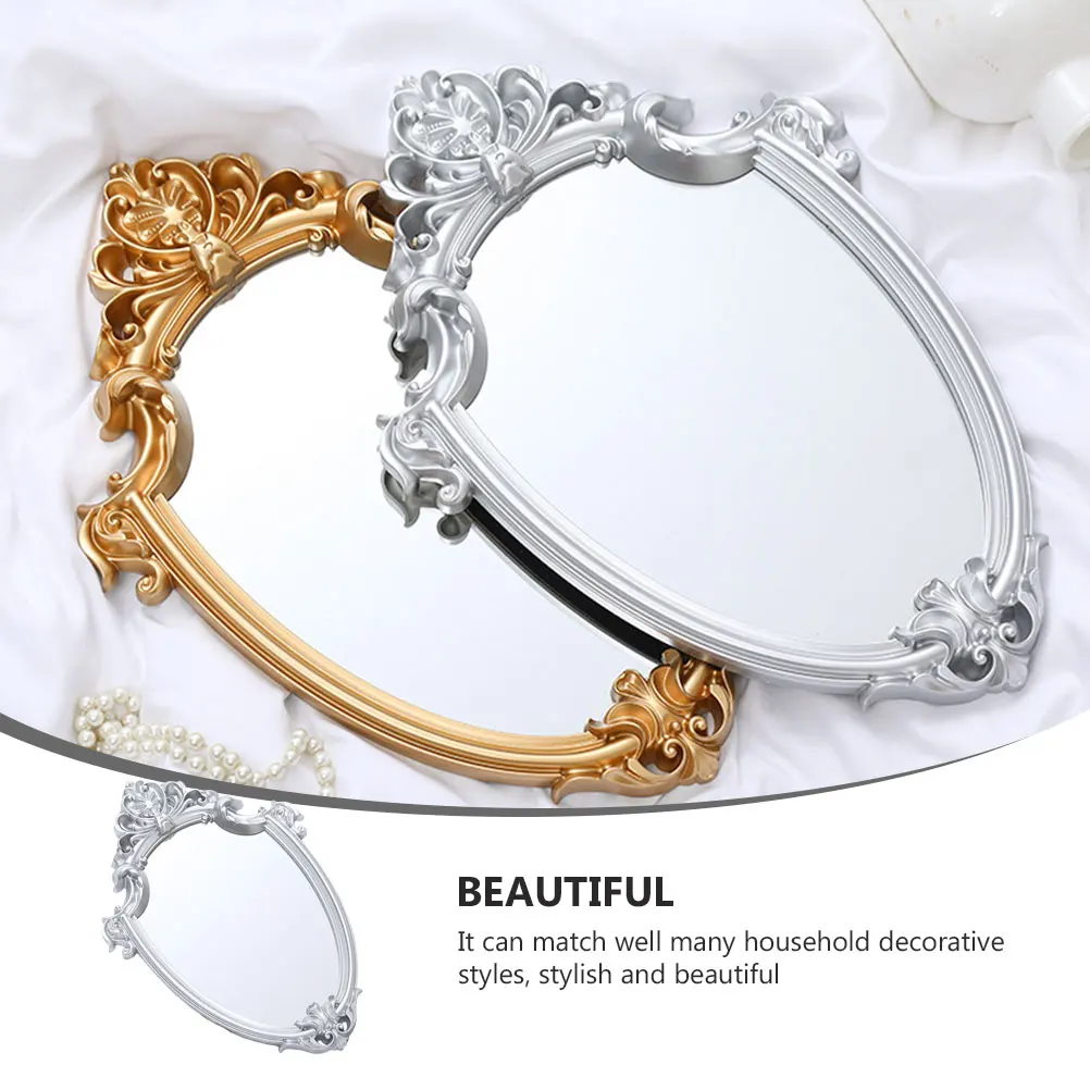 

1Pcs Retro Wall-Mounted Mirror European Style Silver High Definition Imaging Bathroom Porch Decor Retro Wall-Mounted Mirror