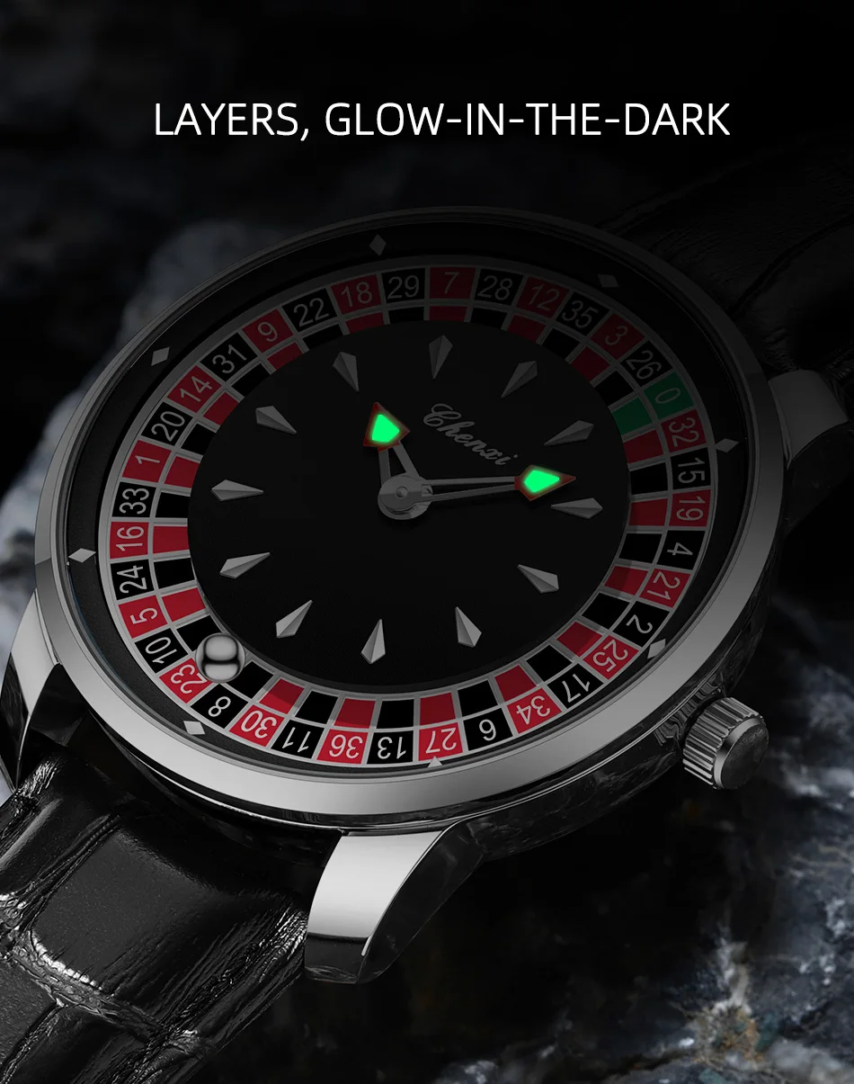 CHENXI 636 Casual Roulette Rotierende Herren-Quarzuhr 3ATM Wasserdicht Leuchtende Zeiger Herren-Armbanduhr Reloj Hombre (Ohne Box) – Detail 9