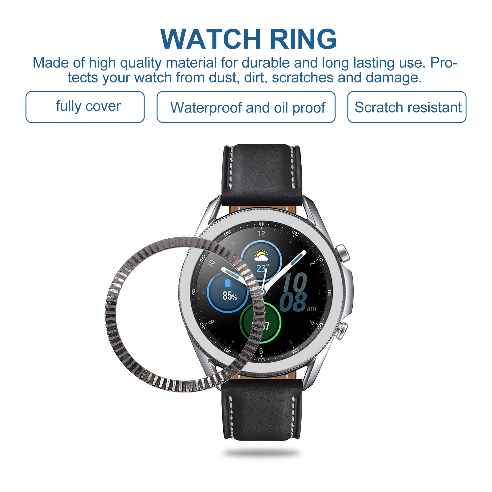 

Wave Pattern Watch Bezel Alloy Replacement Parts Protective Cover for Smartwatch Accessories Scratch Resistant Enhance Visual