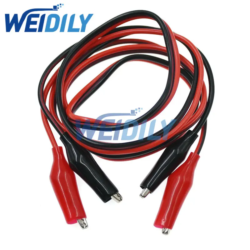 Double-ended Crocodile Clips Cable Alligator Clips Wire Testing Wire Red & Black Color  Length 1M