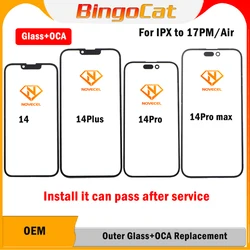 Novecel 5pc 17Pro Air 1:1 Silimar OEM Touch Screen Glass Panel+OCA Goose for iPhone 16 15 14 13Pro 12 11 pro XS Max Replacement