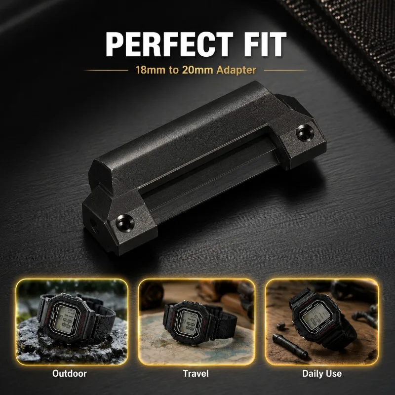 Universal 18mm To 20mm Raised Head Adapter Modified Watch Connector Compatible with AE1200 W218 F-108 MRW200 Durable Metal