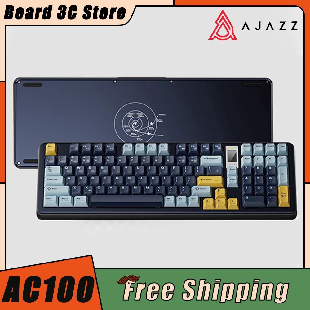 

AJAZZ AC100 Mechanical Keyboard Aluminium Alloy LED Screen Three Mode RGB Wireless Gaming Keyboard Hot Swap Gasket Pc Gamer Mac