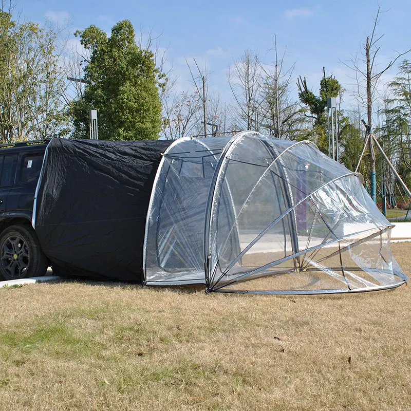 Transparent Car Tail Tent Featuring Transparent Materials For Visibility And Light,2 Rooms Camping SUV Tent Provides Clear View