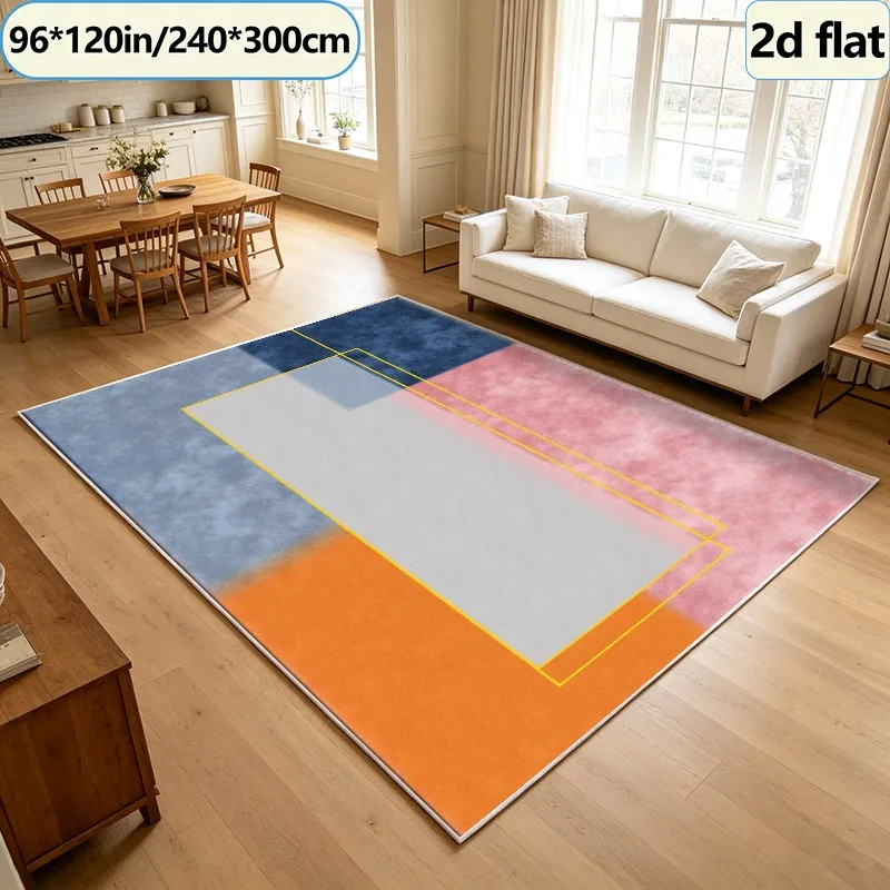 Modern Abstract Color Block Geometric Carpet Square Rug Non-Slip Washable Floor Carpet Suitable for Living Room Office Home Decoration