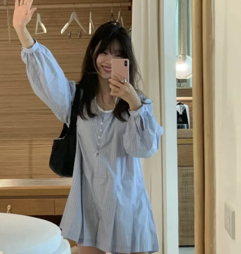 

Модный полосатый свободный комбинезон Long Sve, удобный дышащий женский комбинезон для поездок на работу, тонкий материал, круглый Ne