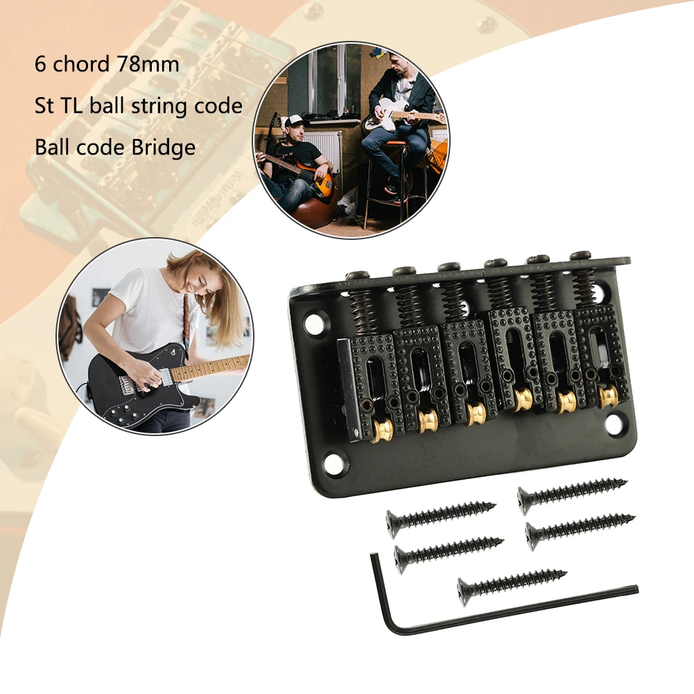 6 Strings 78mm Hardtail Saddle Bridge Top Load Bridge System Electric Guitar Parts Replacement Accessories for Fender Strat Tele