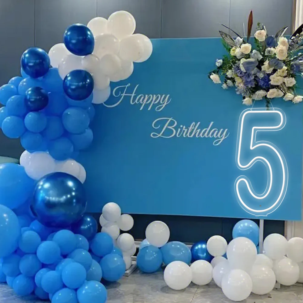 Birthday Numbers LED 55cm Neon Numbers Sign for Baby Birtdhay Celebration Party Decor Stand Up and Wall Mounted Available