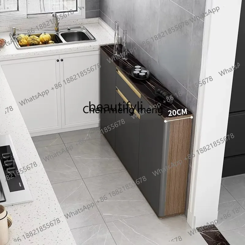 LHY26 ss LBX Narrow Meal Side Cabinet Ultra-Thin Solid Wood Storage Modern Simple and Light Luxury Kitchen Wall Integrated Side
