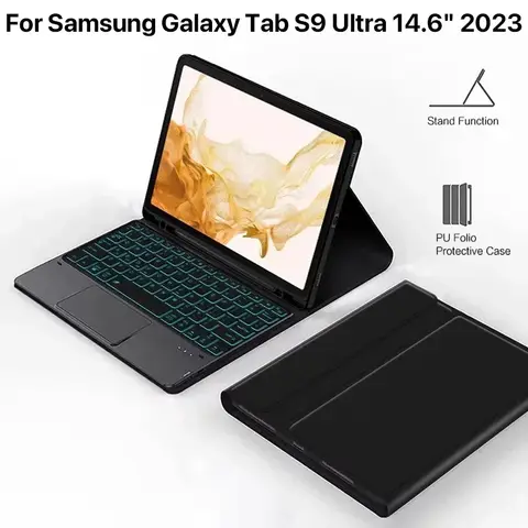 삼성 갤럭시 탭 S9 울트라 14.6 인치 케이스, 키보드 아이패드 액세서리, 블루투스 무선 키보드 및 마우스 트랙패드