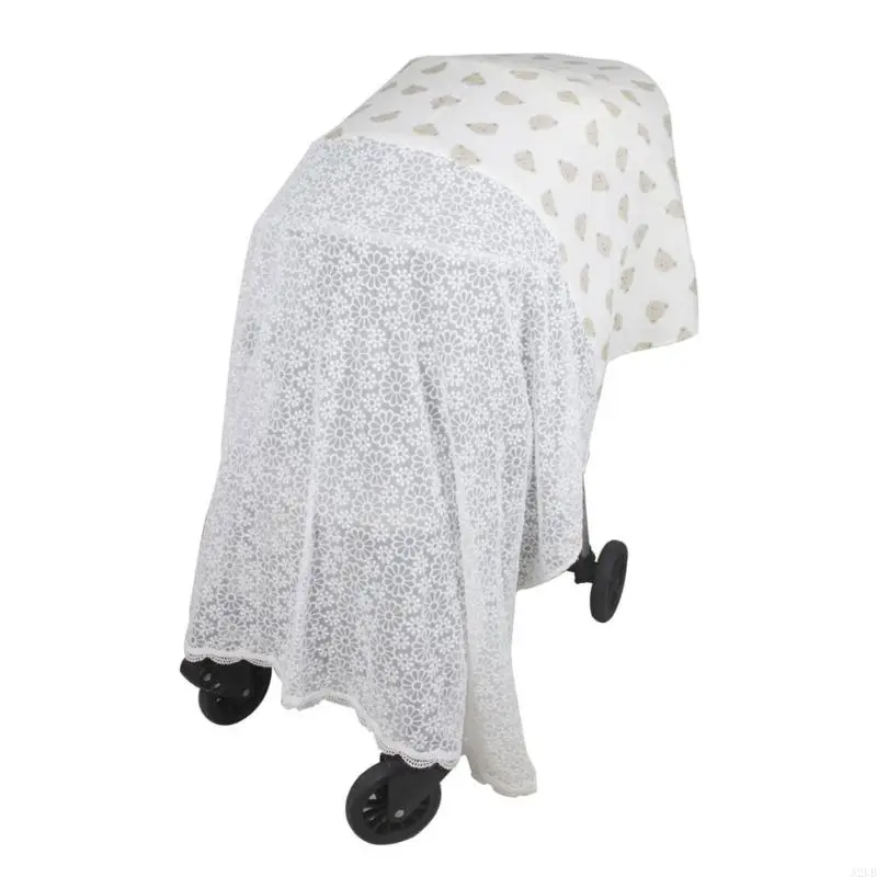 Full Coverage Baby Carriage Fly Netting Cotton Polyester Embroidered Design Cover Blanket Safe Protections A2UB