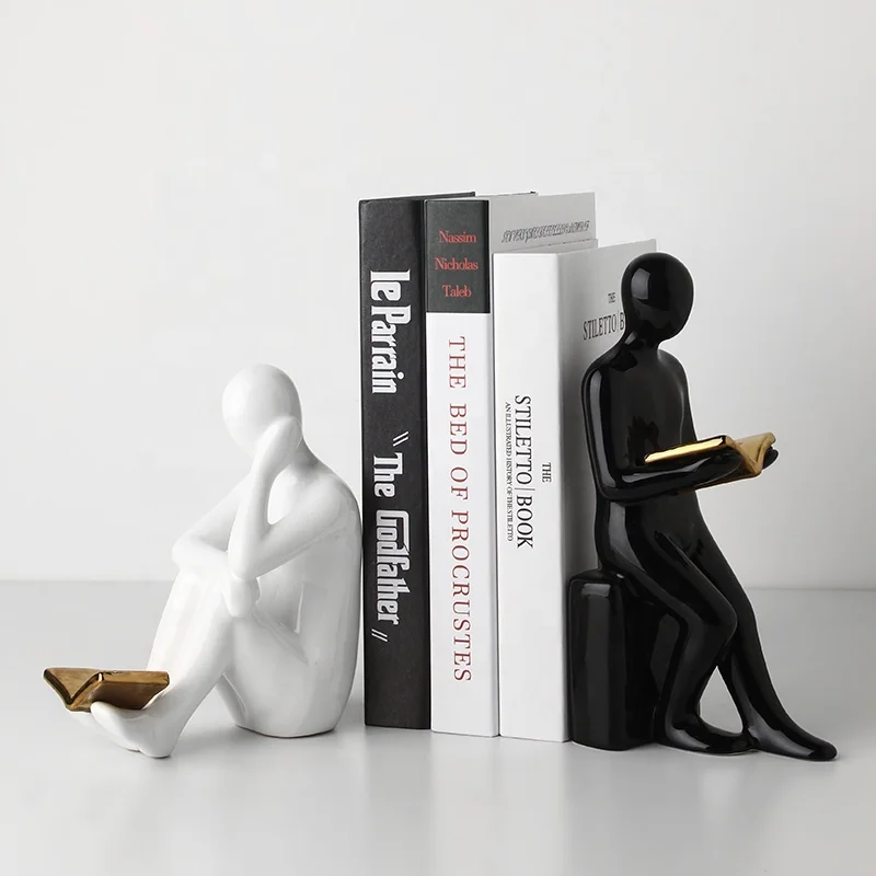 HOT Wholesale  Ceramic creative bookends character ornaments  room office light luxury decoration