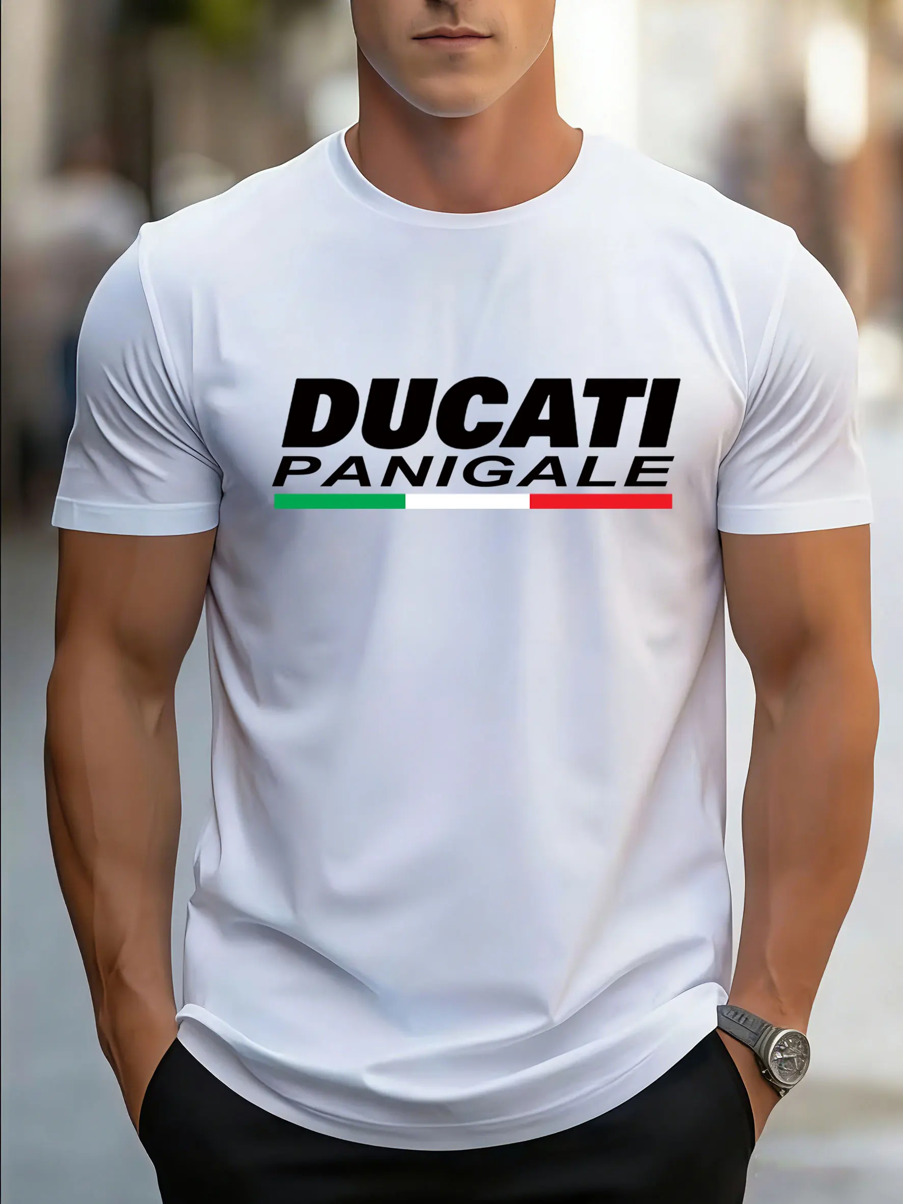 

Ducati Panigale Italy Graphic Men Short Sleeve T-shirt Casual Crew Neck Sports Tee Classic Motorcycle Enthusiast Daily Wear Top