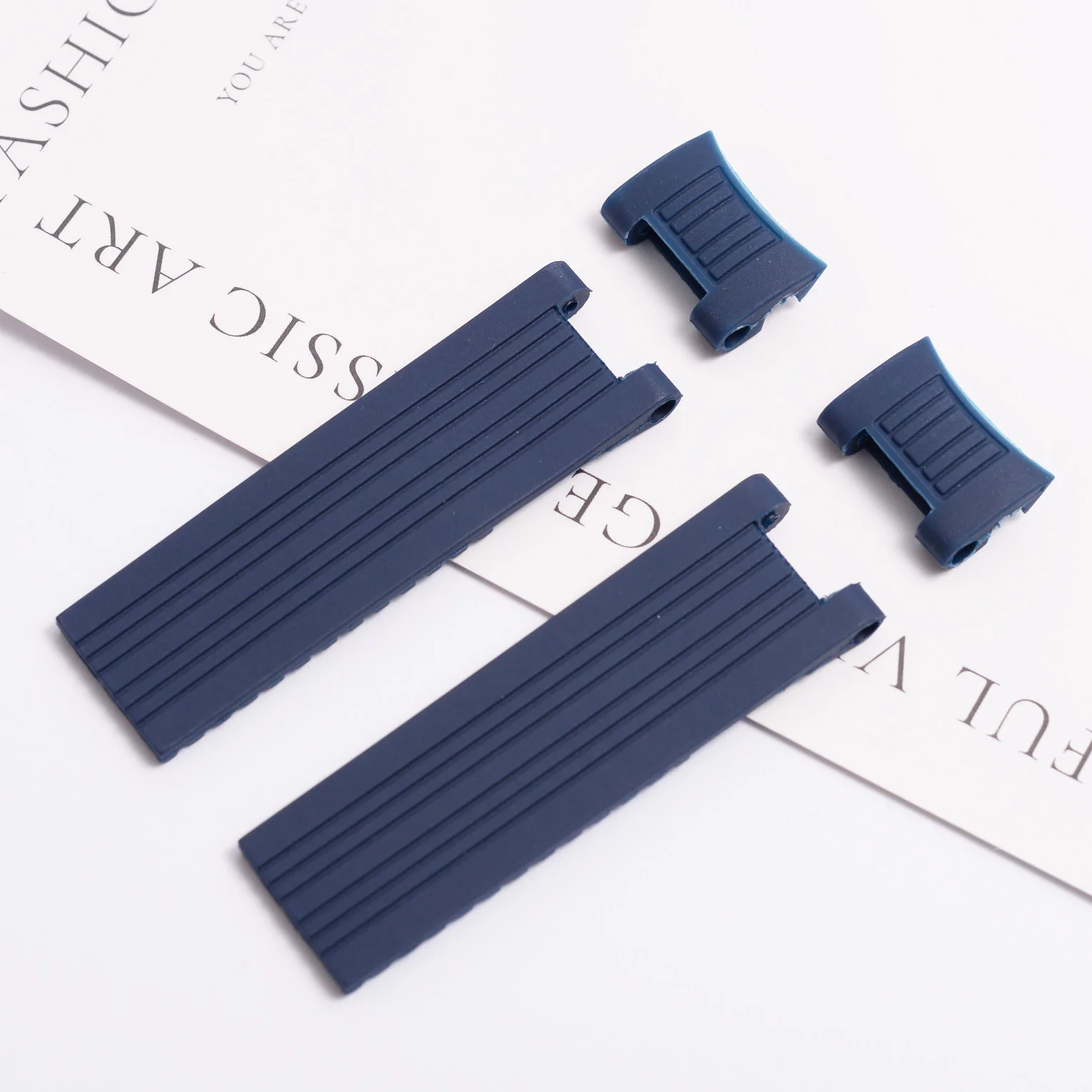 Black Blue With Red Stripes Silicone Rubber Watchband Watch Strap For Ulysse Nardin DIVER MARINE Strap Bracelet 22mm view 6