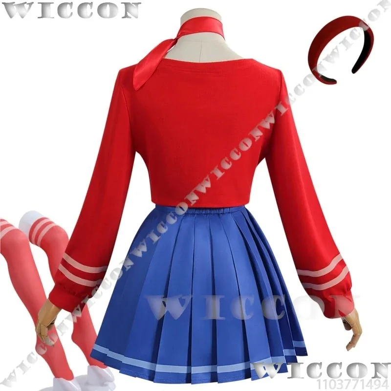 6d 'مخصص ميتا لعبة Miside الرعب ميتا صديقة تأثيري حلي تنورة قبعة قفازات شعر مستعار فتاة النساء دعوى هالوين الزي