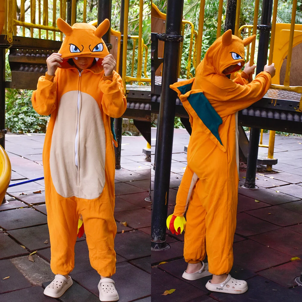 Charizard Costume Pokemon Onesie Men Women Boys Girls Festival Outfit Winter Pajama Party Jumpsuit Dragon Cosplay Kigurumis