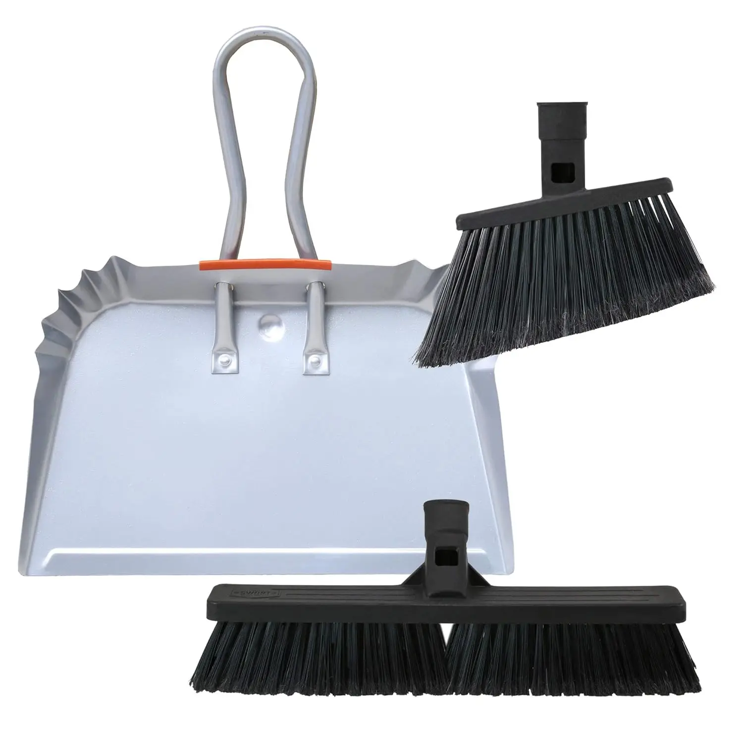 

Angled & Push Broom Heads with 17" Steel Dustpan – Multi-Surface Cleaning Kit for Efficient Home and Outdoor Use