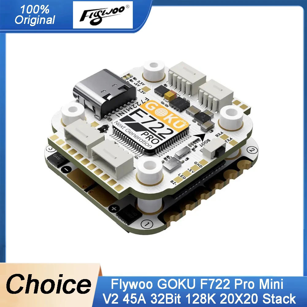 Flywoo GOKU F722 Pro Mini V2 20x20 Stapel (45A, 32Bit AM32) – Plug&Play mit O4/O4 Pro