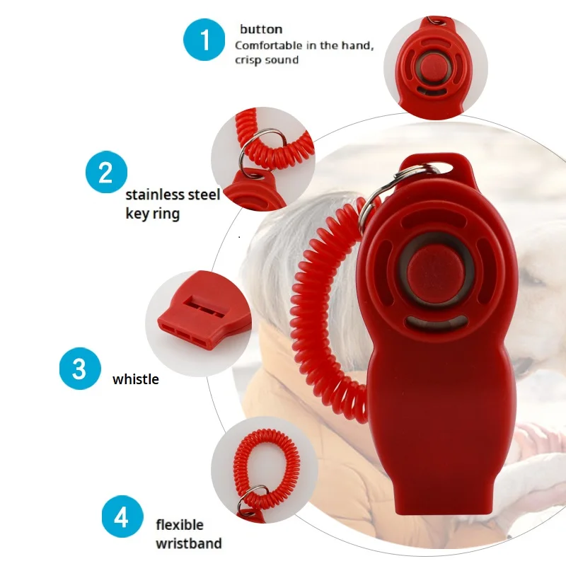 جهاز النقر والصفارة لتدريب الحيوانات الأليفة 2 في 1 مع سوار معصم ملون #5